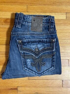 Rock Revival Men's Straight Jeans - Dark Blue Denim